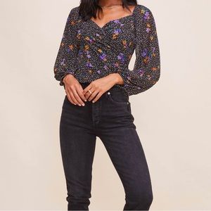 COPY - Astr  Print Shirred Crop Top